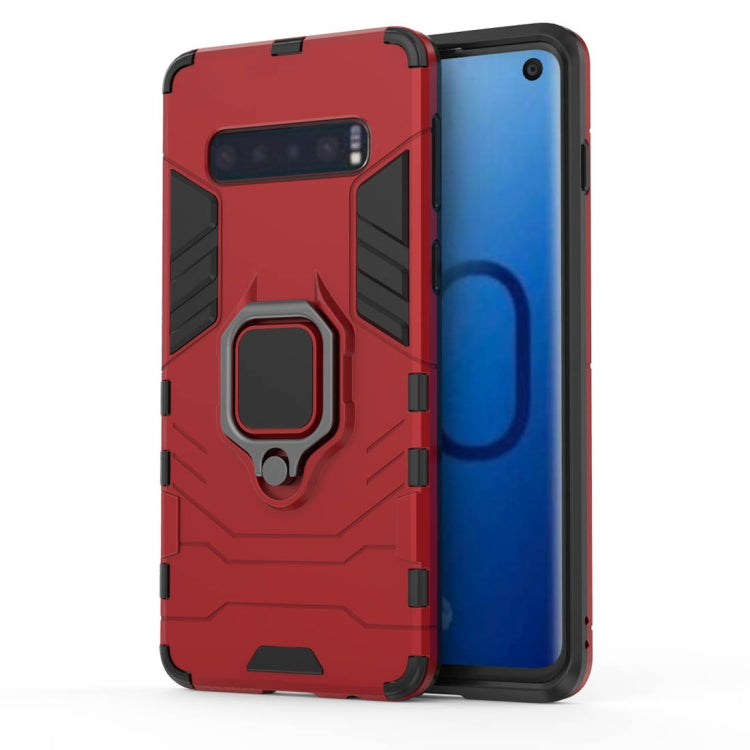 PC + TPU Shockproof Protective Case for Samsung Galaxy S10, with Magnetic Ring Holder