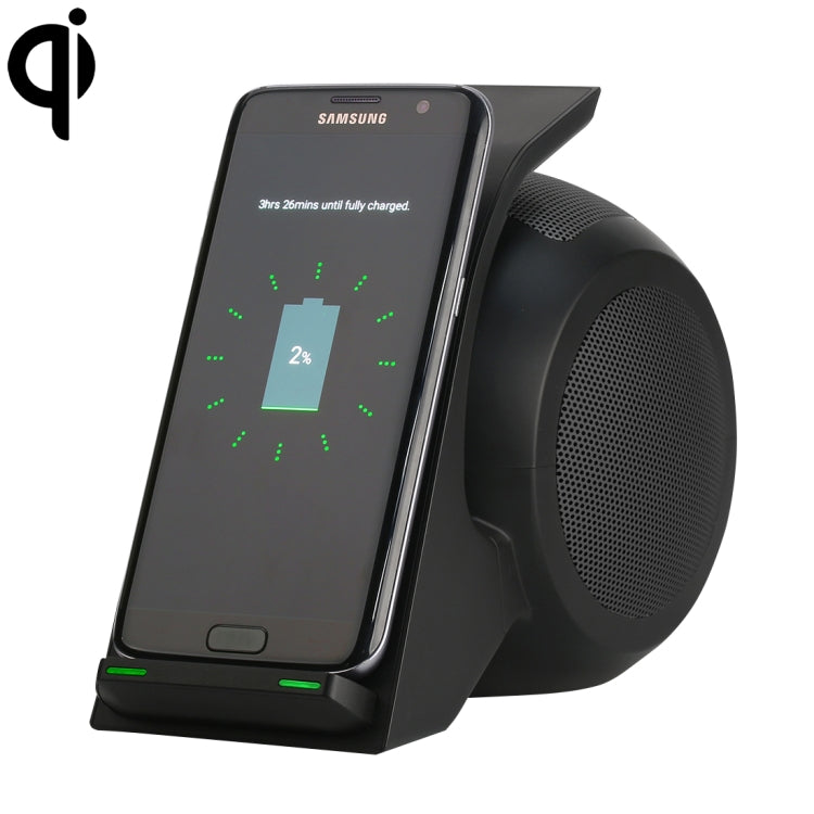 WN1 Output 5V 2A Qi Standard Vertical Fast Wireless Charger with Bluetooth Speaker, Used in Support QI Sandard Phones, For iPhone, Galaxy, Huawei, Xiaomi, LG, HTC and Other Smart Phones(Black)