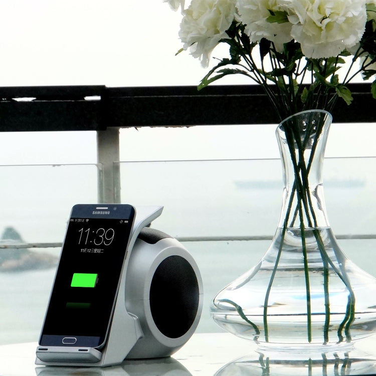 WN1 Output 5V 2A Qi Standard Vertical Fast Wireless Charger with Bluetooth Speaker, Used in Support QI Sandard Phones, For iPhone, Galaxy, Huawei, Xiaomi, LG, HTC and Other Smart Phones(Black)