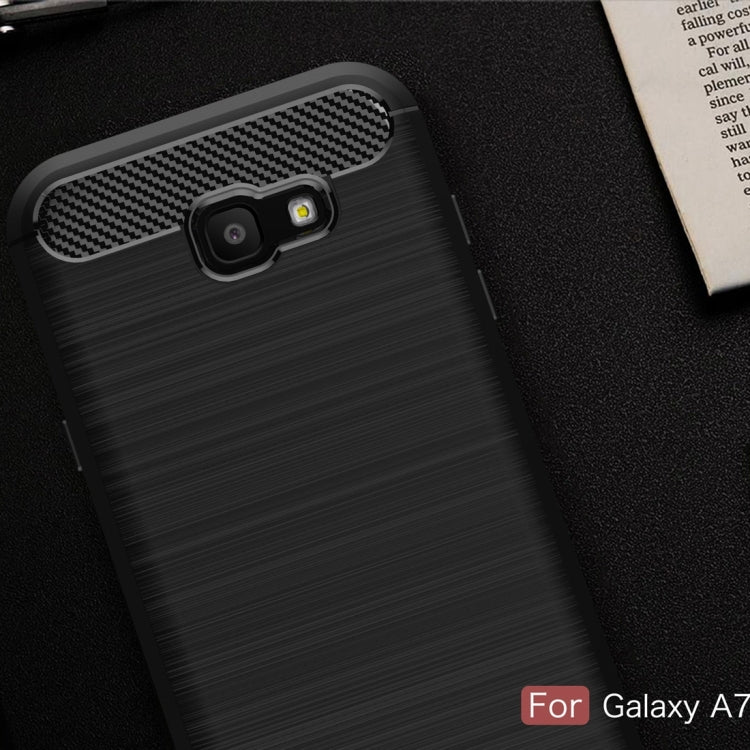 For Smasung Galaxy A7 (2017) Brushed Carbon Fiber Texture Shockproof TPU Protective Case