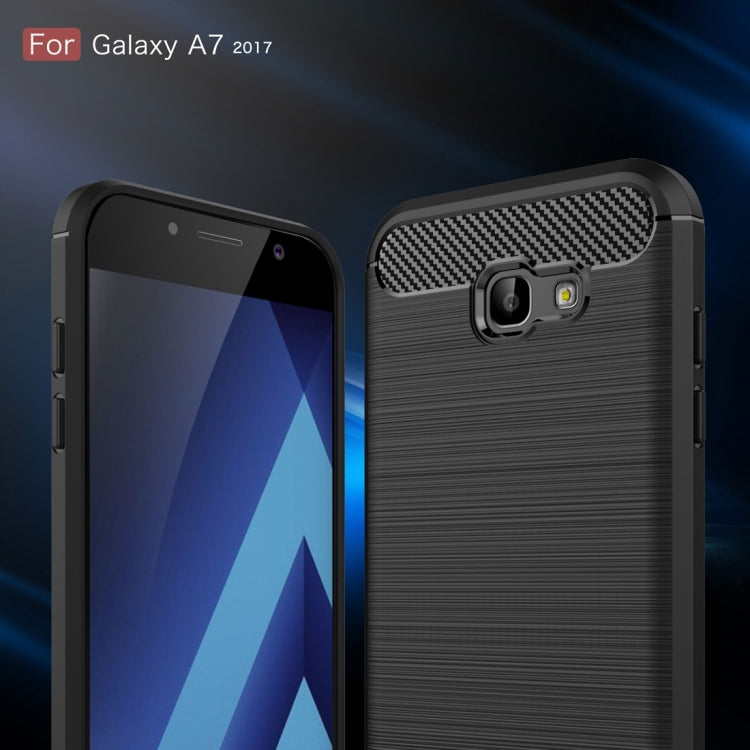 For Smasung Galaxy A7 (2017) Brushed Carbon Fiber Texture Shockproof TPU Protective Case