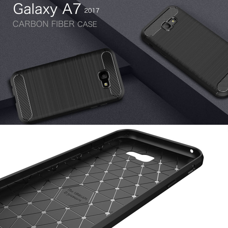 For Smasung Galaxy A7 (2017) Brushed Carbon Fiber Texture Shockproof TPU Protective Case