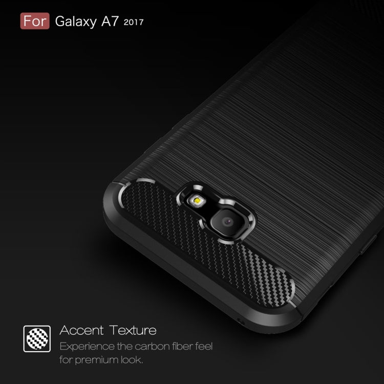 For Smasung Galaxy A7 (2017) Brushed Carbon Fiber Texture Shockproof TPU Protective Case