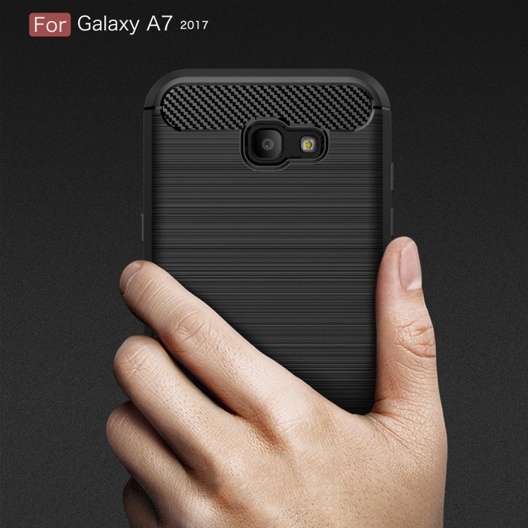 For Smasung Galaxy A7 (2017) Brushed Carbon Fiber Texture Shockproof TPU Protective Case