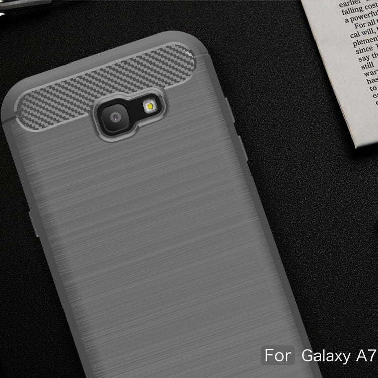 For Smasung Galaxy A7 (2017) Brushed Carbon Fiber Texture Shockproof TPU Protective Case
