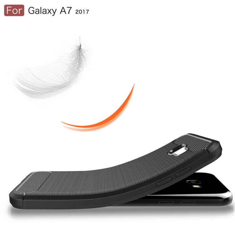 For Smasung Galaxy A7 (2017) Brushed Carbon Fiber Texture Shockproof TPU Protective Case