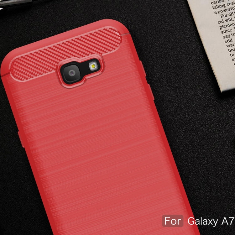 For Smasung Galaxy A7 (2017) Brushed Carbon Fiber Texture Shockproof TPU Protective Case