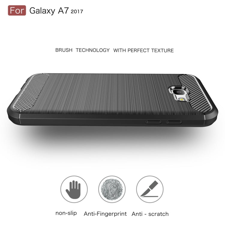 For Smasung Galaxy A7 (2017) Brushed Carbon Fiber Texture Shockproof TPU Protective Case