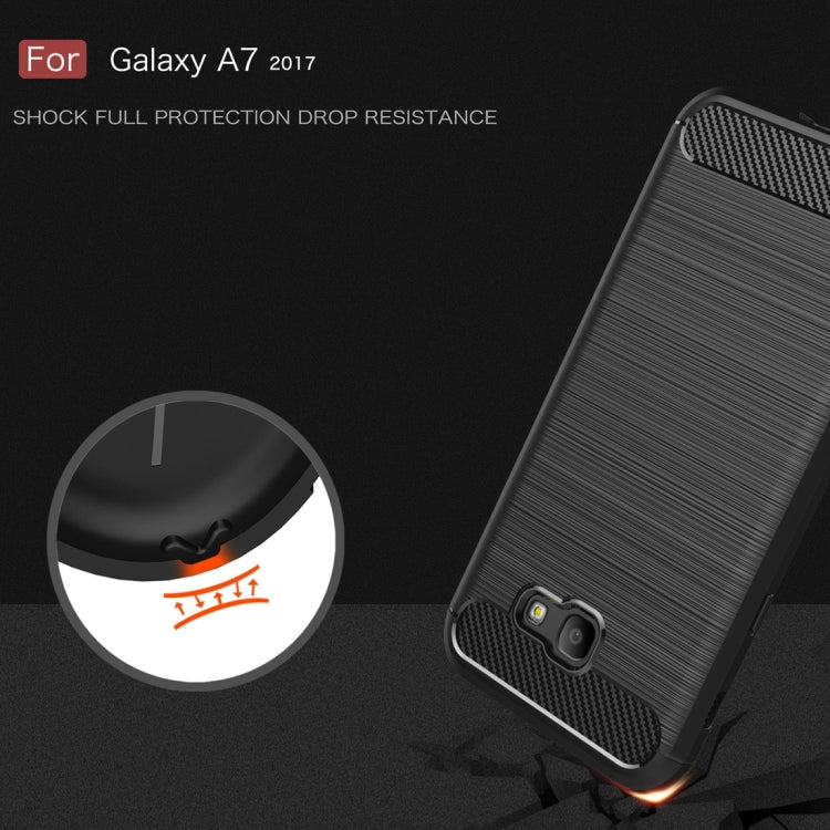 For Smasung Galaxy A7 (2017) Brushed Carbon Fiber Texture Shockproof TPU Protective Case