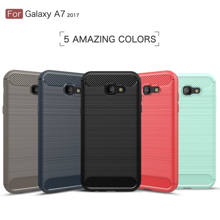 For Smasung Galaxy A7 (2017) Brushed Carbon Fiber Texture Shockproof TPU Protective Case