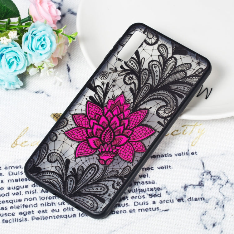 Big Lotus Pattern Embossed Lace + PC Case for Galaxy A7 (2018)