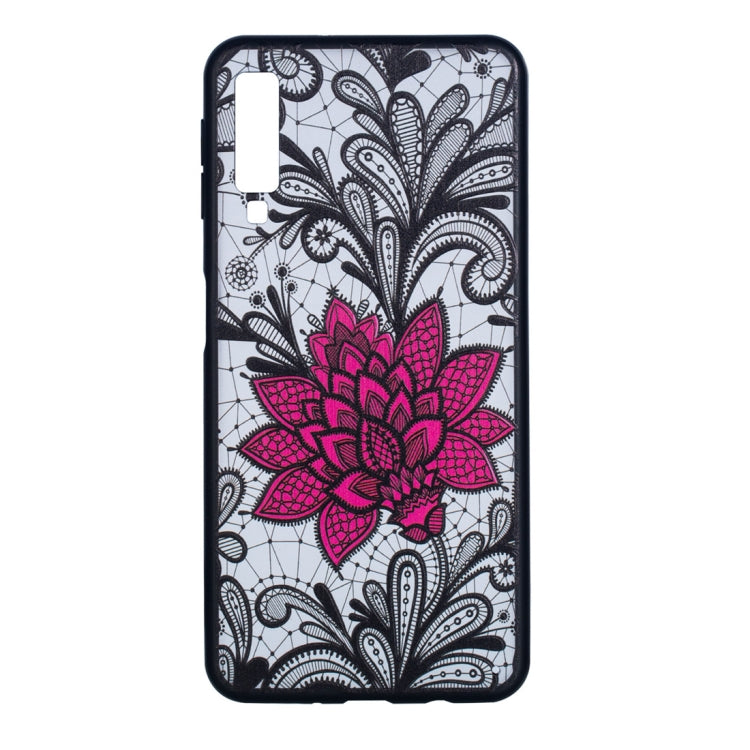 Big Lotus Pattern Embossed Lace + PC Case for Galaxy A7 (2018)