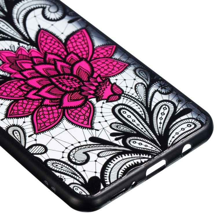 Big Lotus Pattern Embossed Lace + PC Case for Galaxy A7 (2018)