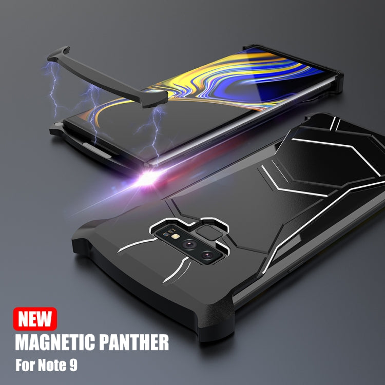 R-JUST Magnet Adsorption Metal Polished Texture Phone Case for Galaxy Note 9 (Black)