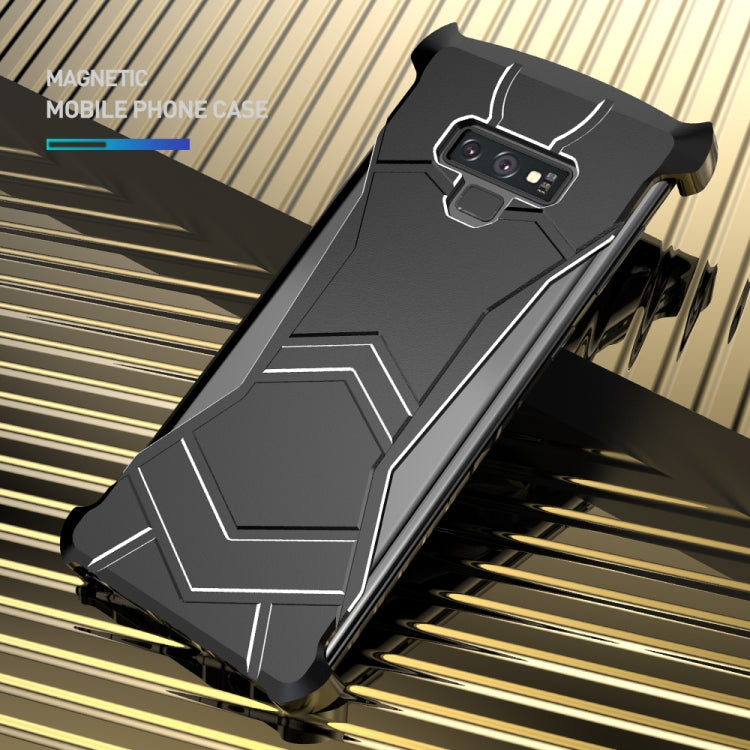 R-JUST Magnet Adsorption Metal Polished Texture Phone Case for Galaxy Note 9 (Black)
