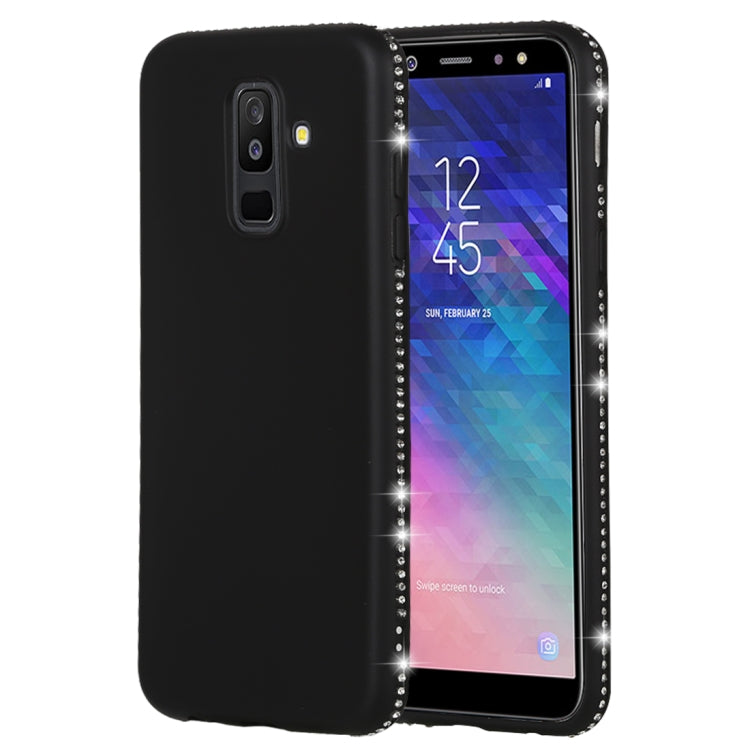 Crystal Decor Sides Smooth Surface Soft TPU Protective Back Case for Galaxy A6+ (2018)