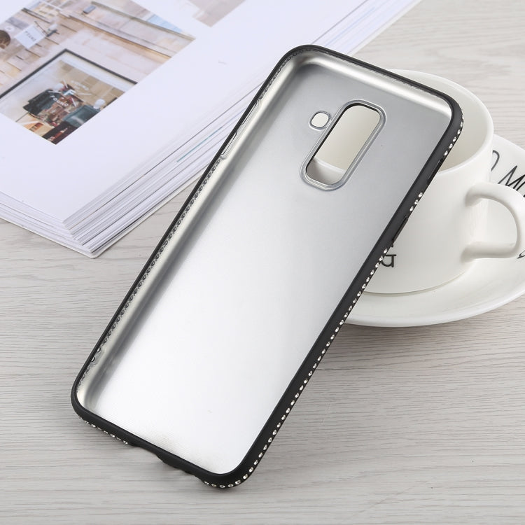 Crystal Decor Sides Smooth Surface Soft TPU Protective Back Case for Galaxy A6+ (2018)