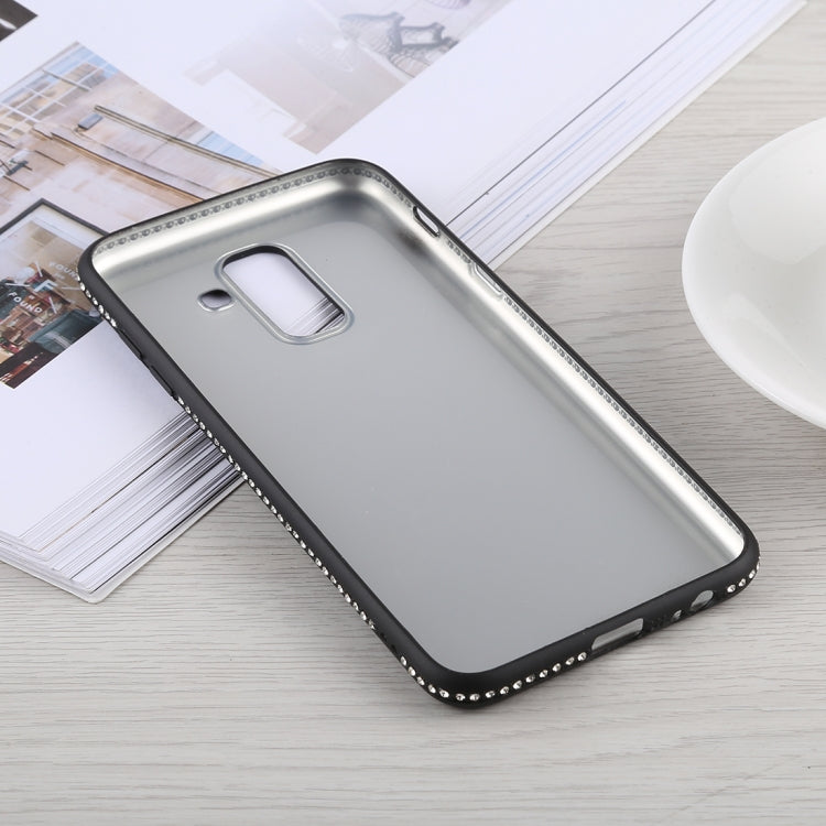 Crystal Decor Sides Smooth Surface Soft TPU Protective Back Case for Galaxy A6+ (2018)