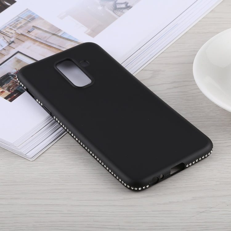 Crystal Decor Sides Smooth Surface Soft TPU Protective Back Case for Galaxy A6+ (2018)