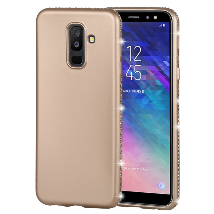 Crystal Decor Sides Smooth Surface Soft TPU Protective Back Case for Galaxy A6+ (2018)