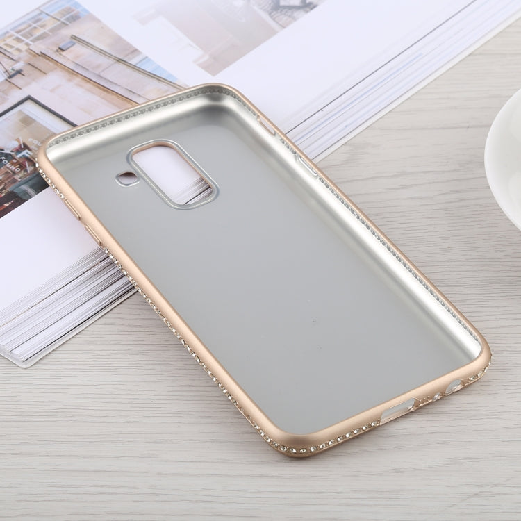 Crystal Decor Sides Smooth Surface Soft TPU Protective Back Case for Galaxy A6+ (2018)
