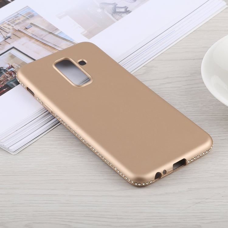 Crystal Decor Sides Smooth Surface Soft TPU Protective Back Case for Galaxy A6+ (2018)