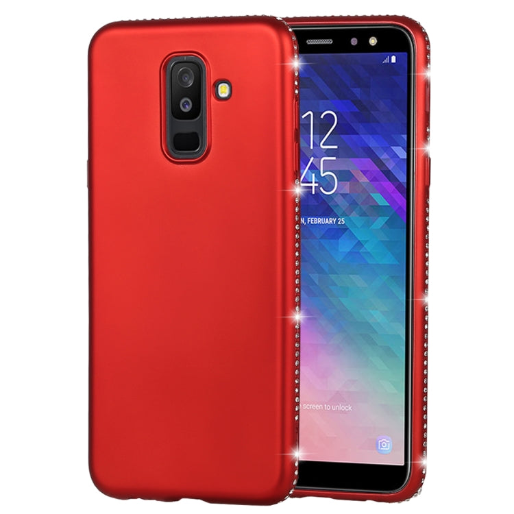 Crystal Decor Sides Smooth Surface Soft TPU Protective Back Case for Galaxy A6+ (2018)