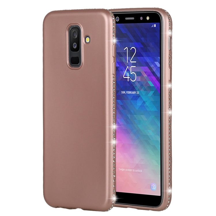 Crystal Decor Sides Smooth Surface Soft TPU Protective Back Case for Galaxy A6+ (2018)