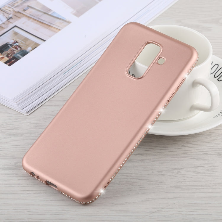 Crystal Decor Sides Smooth Surface Soft TPU Protective Back Case for Galaxy A6+ (2018)