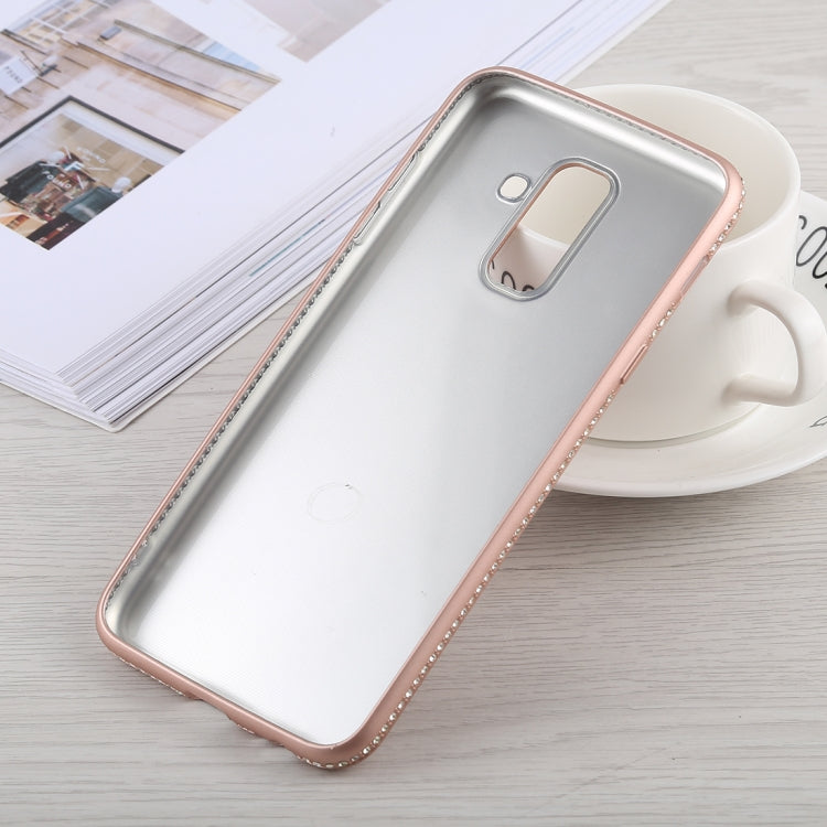Crystal Decor Sides Smooth Surface Soft TPU Protective Back Case for Galaxy A6+ (2018)
