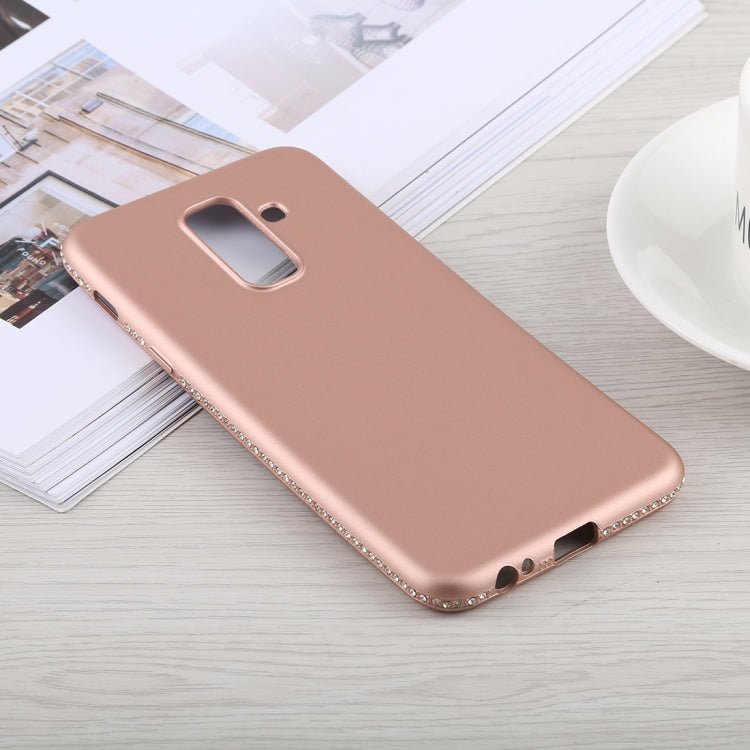 Crystal Decor Sides Smooth Surface Soft TPU Protective Back Case for Galaxy A6+ (2018)