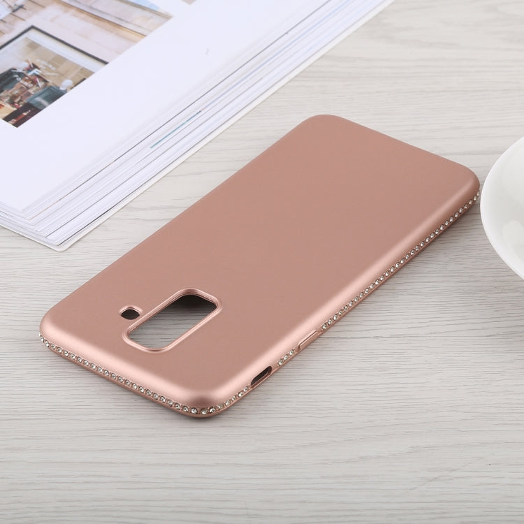 Crystal Decor Sides Smooth Surface Soft TPU Protective Back Case for Galaxy A6+ (2018)