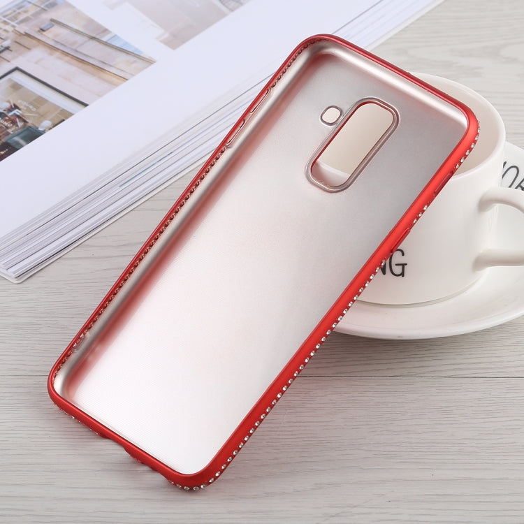 Crystal Decor Sides Smooth Surface Soft TPU Protective Back Case for Galaxy A6+ (2018)