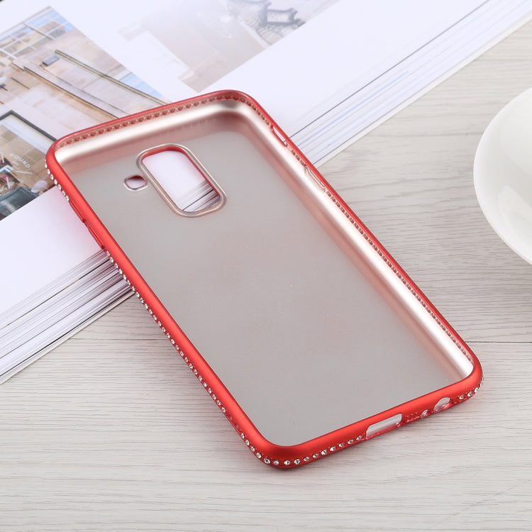 Crystal Decor Sides Smooth Surface Soft TPU Protective Back Case for Galaxy A6+ (2018)