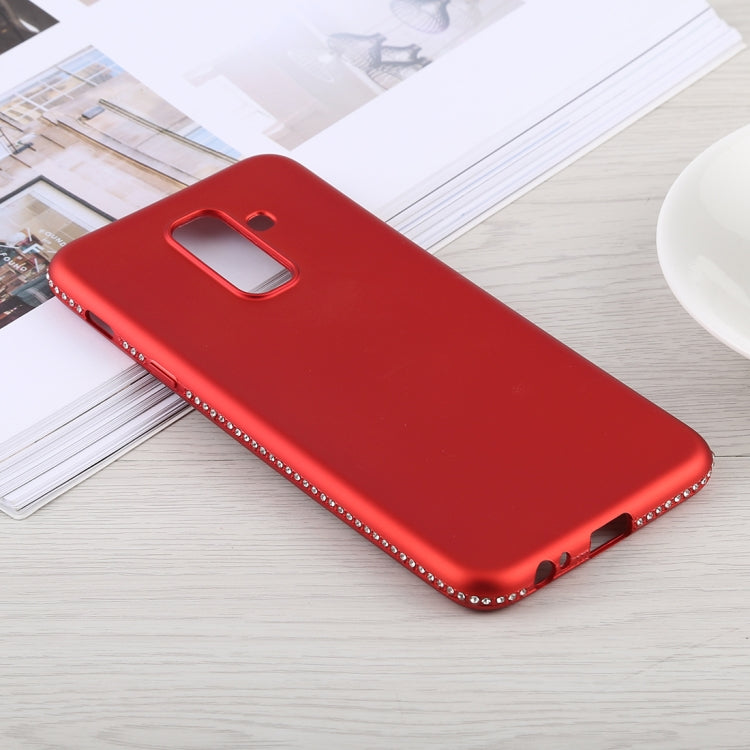 Crystal Decor Sides Smooth Surface Soft TPU Protective Back Case for Galaxy A6+ (2018)