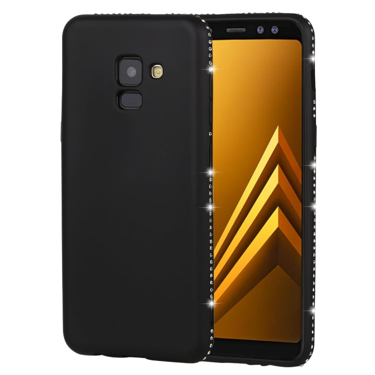 Crystal Decor Sides Smooth Surface Soft TPU Protective Back Case for Galaxy A8 (2018)