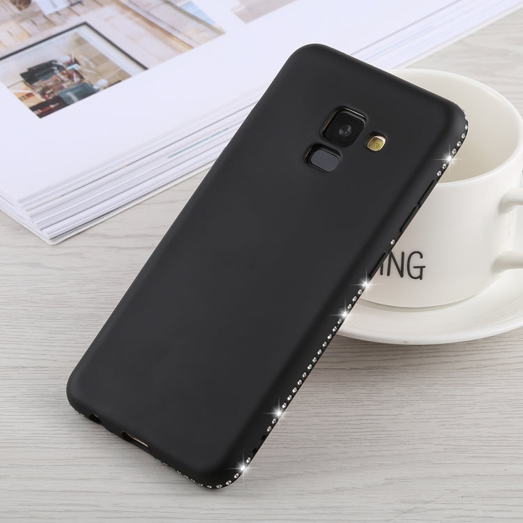 Crystal Decor Sides Smooth Surface Soft TPU Protective Back Case for Galaxy A8 (2018)