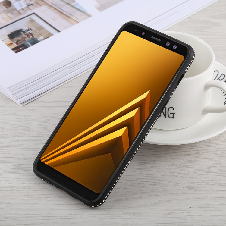 Crystal Decor Sides Smooth Surface Soft TPU Protective Back Case for Galaxy A8 (2018)