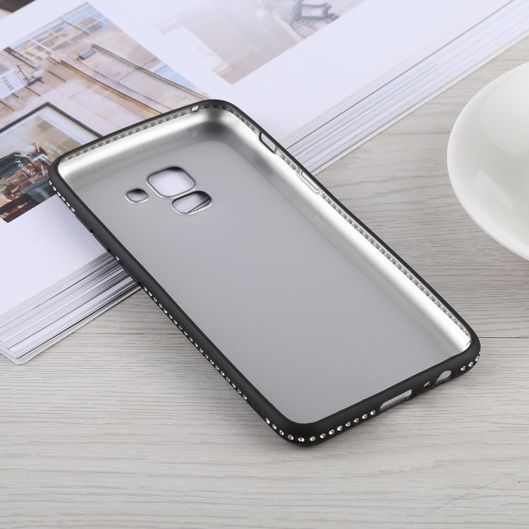 Crystal Decor Sides Smooth Surface Soft TPU Protective Back Case for Galaxy A8 (2018)