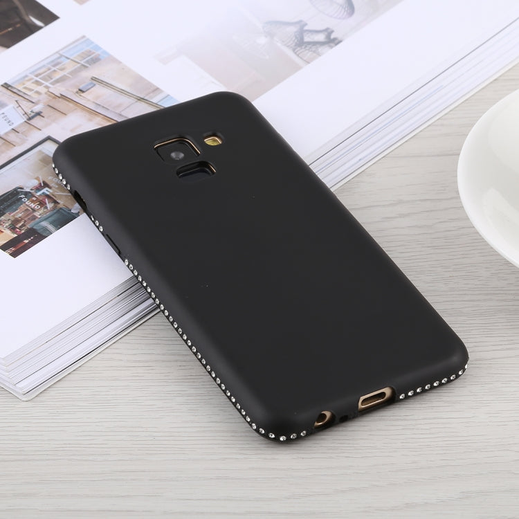 Crystal Decor Sides Smooth Surface Soft TPU Protective Back Case for Galaxy A8 (2018)