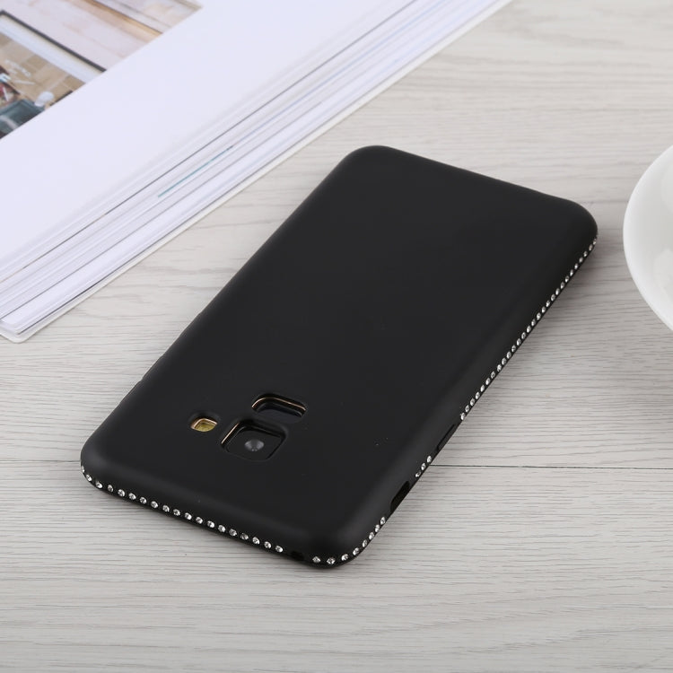 Crystal Decor Sides Smooth Surface Soft TPU Protective Back Case for Galaxy A8 (2018)