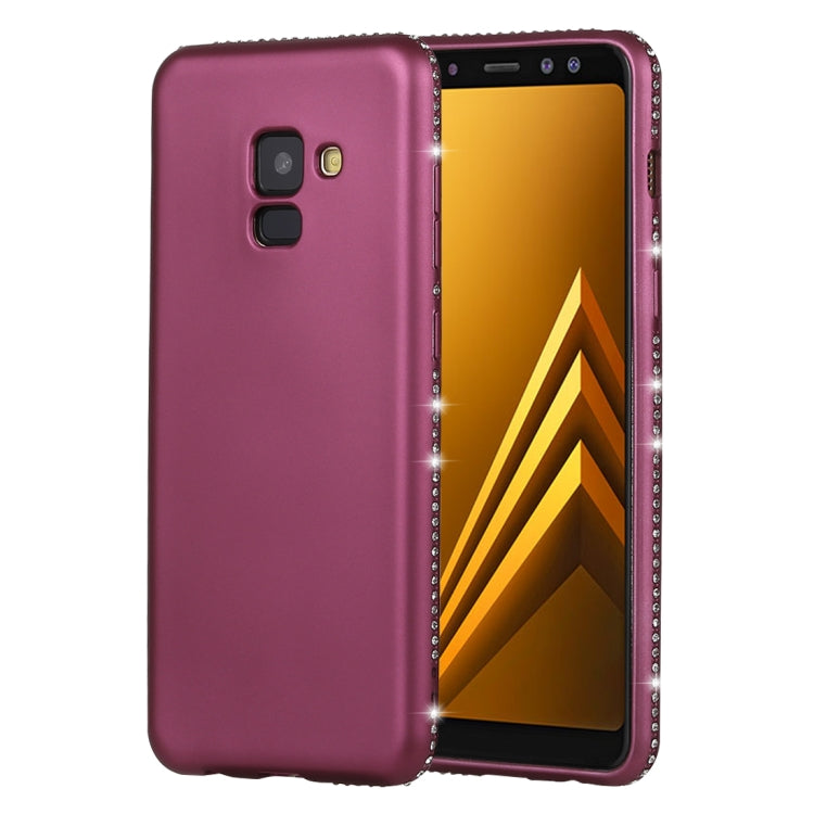 Crystal Decor Sides Smooth Surface Soft TPU Protective Back Case for Galaxy A8 (2018)