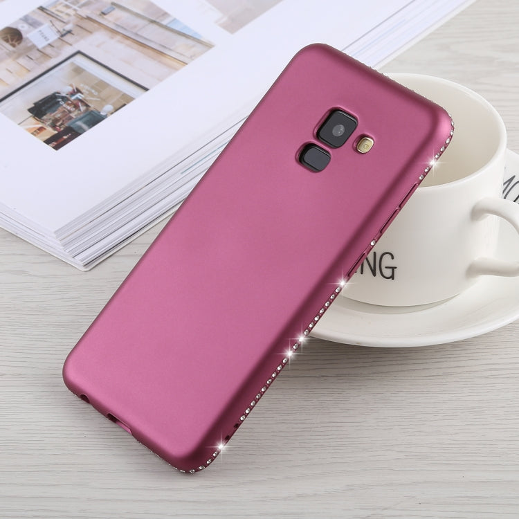 Crystal Decor Sides Smooth Surface Soft TPU Protective Back Case for Galaxy A8 (2018)