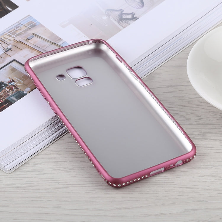 Crystal Decor Sides Smooth Surface Soft TPU Protective Back Case for Galaxy A8 (2018)