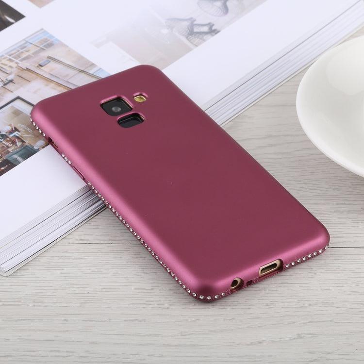 Crystal Decor Sides Smooth Surface Soft TPU Protective Back Case for Galaxy A8 (2018)