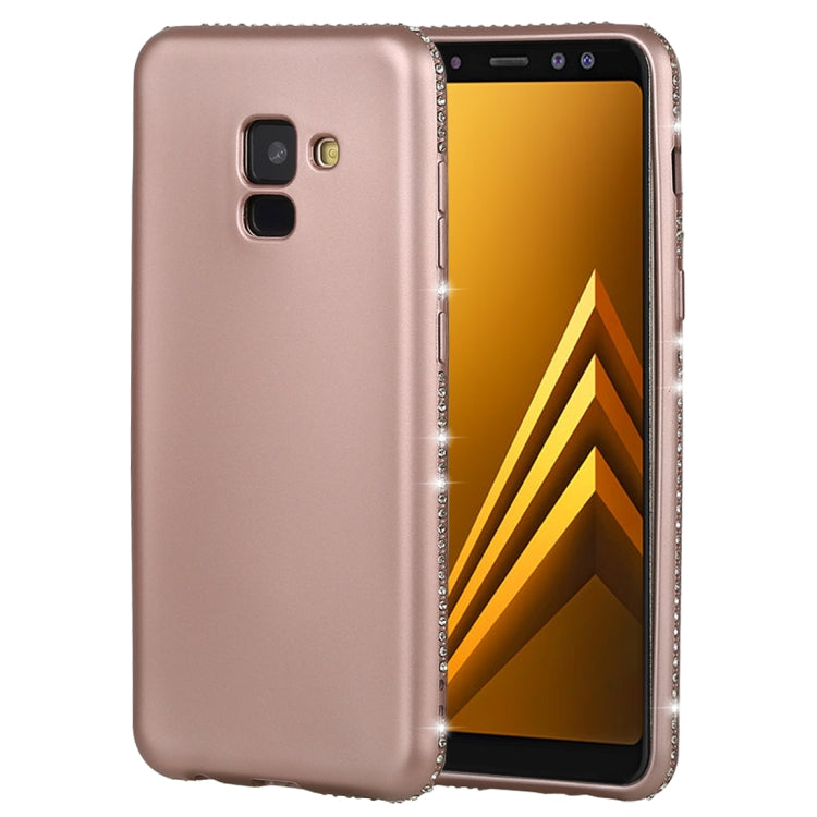 Crystal Decor Sides Smooth Surface Soft TPU Protective Back Case for Galaxy A8 (2018)
