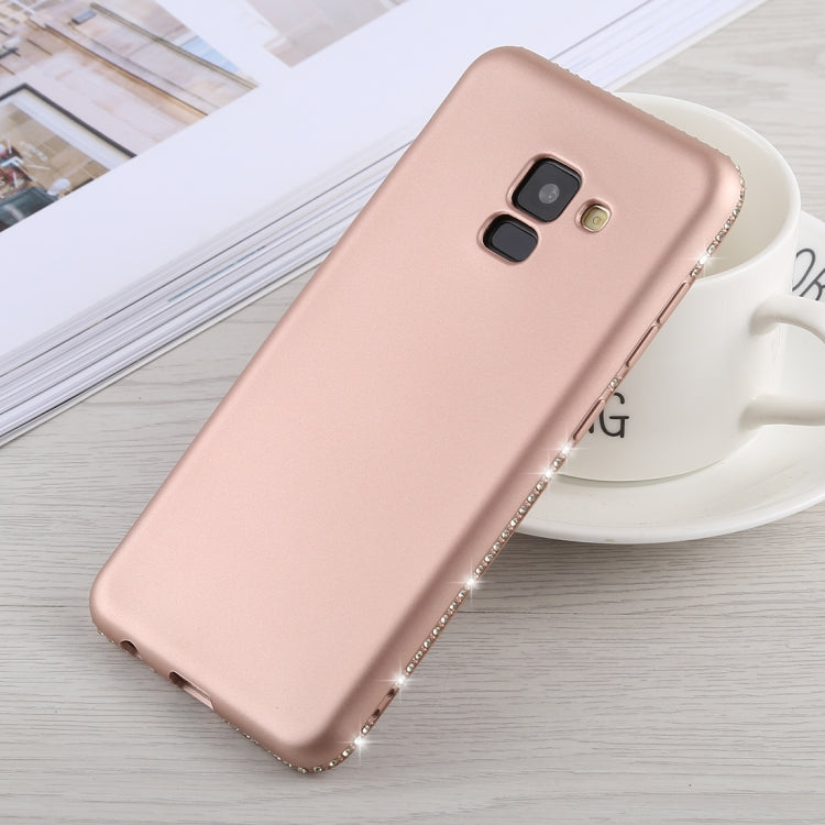 Crystal Decor Sides Smooth Surface Soft TPU Protective Back Case for Galaxy A8 (2018)