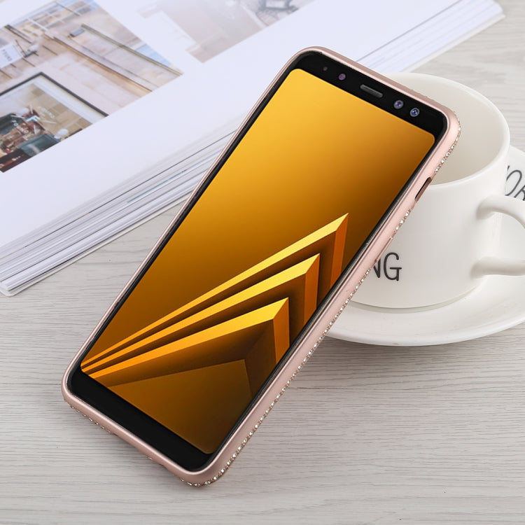 Crystal Decor Sides Smooth Surface Soft TPU Protective Back Case for Galaxy A8 (2018)
