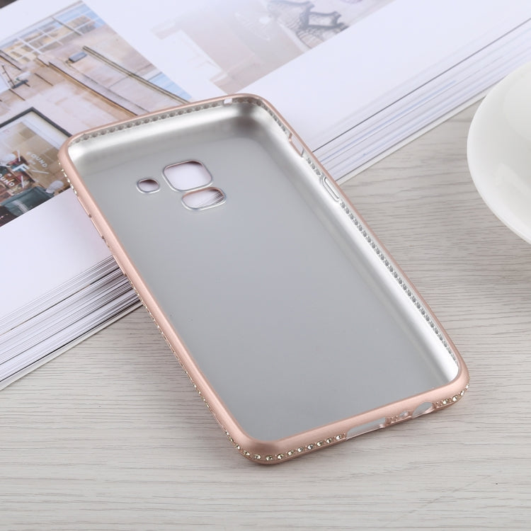 Crystal Decor Sides Smooth Surface Soft TPU Protective Back Case for Galaxy A8 (2018)