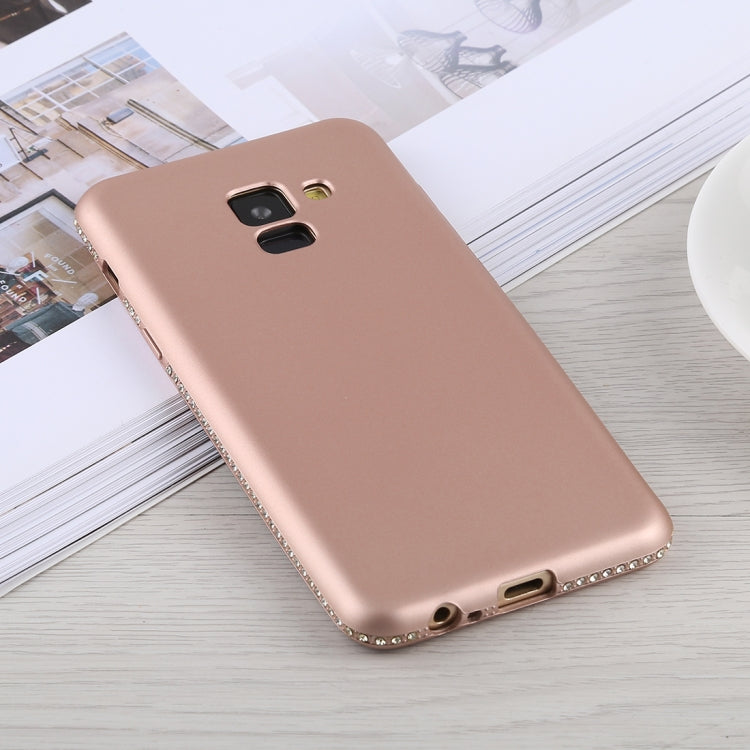 Crystal Decor Sides Smooth Surface Soft TPU Protective Back Case for Galaxy A8 (2018)